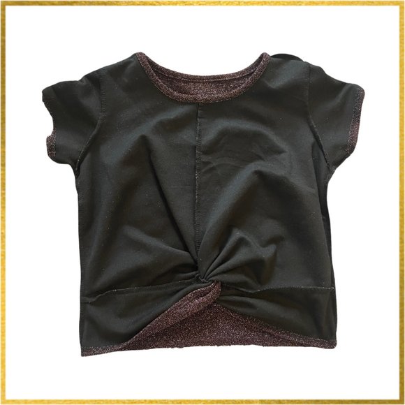 Glitter Girl Twist Front Top - Black with Pink Metallic Finish. Size 7/8 - Picture 5 of 9